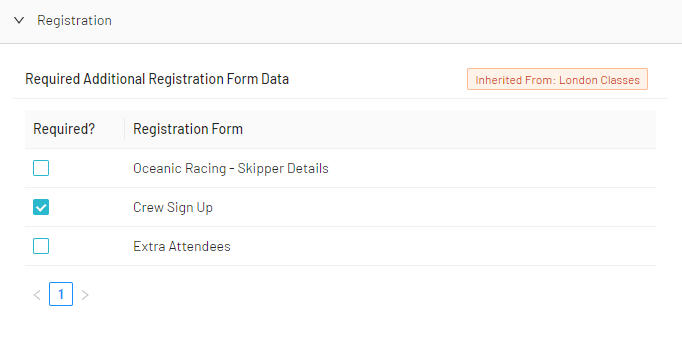 Selecting a registration form
