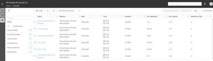 Timetable - Table View