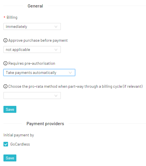 Training - Billing Settings