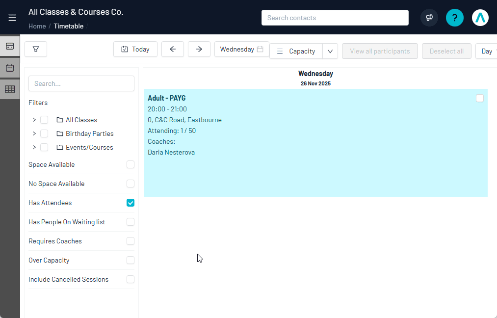time table move to class